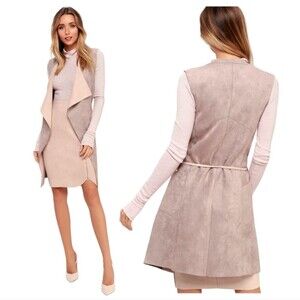 LULUS Vest With the Best Dusty Mauve Suede Vest Small